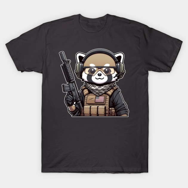 Tactical Tanuki T-Shirt by Rawlifegraphic